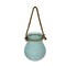 Frosted Glass Decorative Candle Lantern W Rope Hanger, 7 in Deep Round